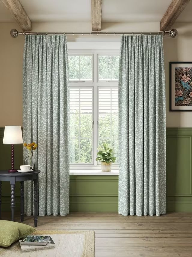 John Lewis Marlow Pair Lined Pencil Pleat Curtains W228 x Drop137cm Duck Egg