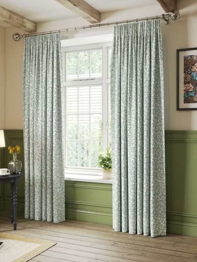 John Lewis Marlow Pair Lined Pencil Pleat Curtains W228 x Drop137cm Duck Egg