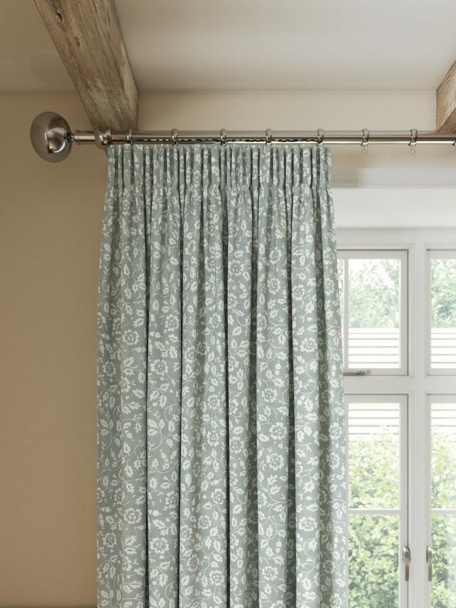 John Lewis Marlow Pair Lined Pencil Pleat Curtains W228 x D182cm - Duck Egg