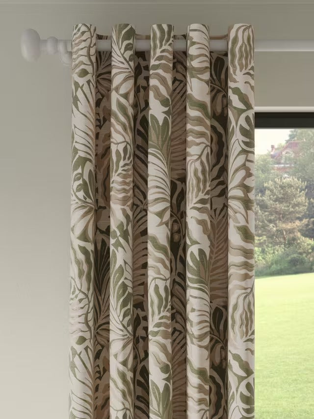 John Lewis Caladium Pair Lined Eyelet Curtains W228 x Drop 137cm - Avocado
