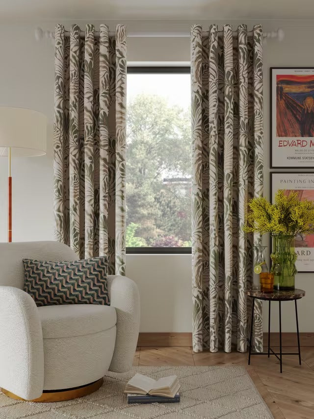 John Lewis Caladium Pair Lined Eyelet Curtains W228 x Drop 137cm - Avocado