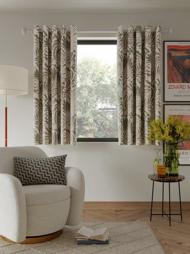 John Lewis Caladium Pair Lined Eyelet Curtains W228 x Drop 137cm - Avocado