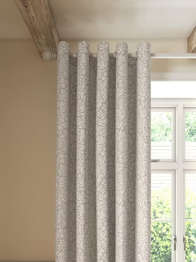 John Lewis Hidcote Weave Pair Lined Eyelet Curtains - Putty - W228 x D274cm
