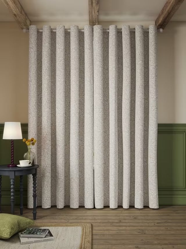 John Lewis Hidcote Weave Pair Lined Eyelet Curtains - Putty - W228 x D274cm
