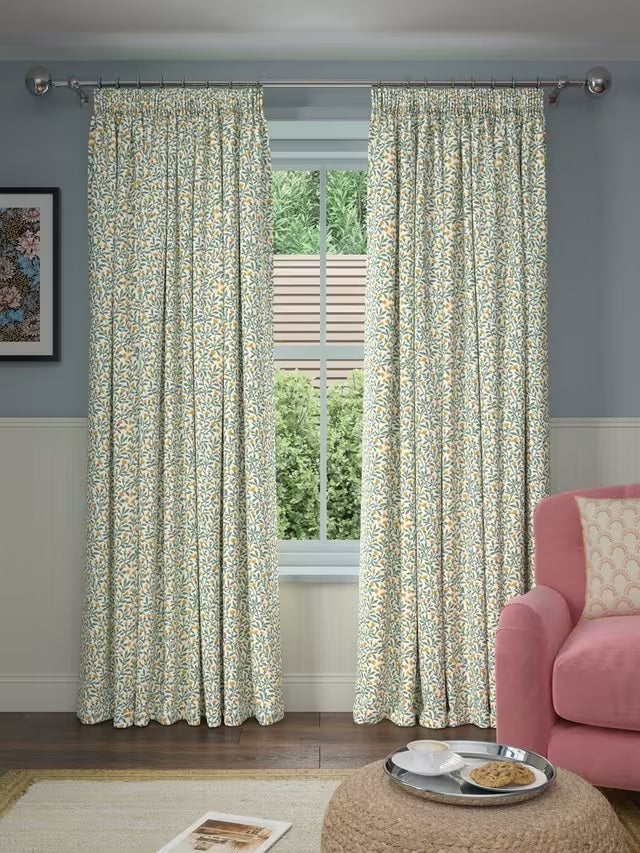 John Lewis Eloise Blackout Lined Pencil Pleat Curtains 228 x 228cm - Green