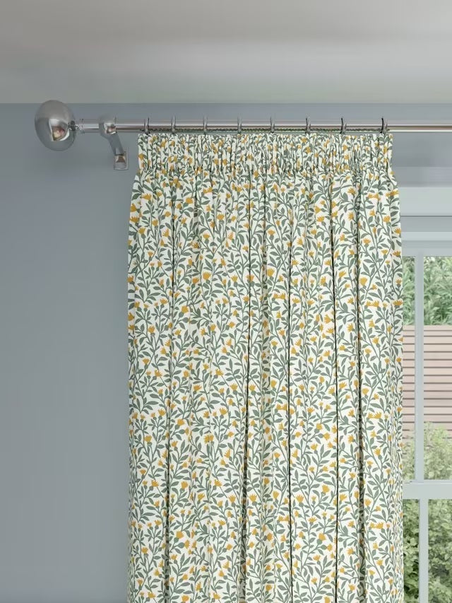 John Lewis Eloise Blackout Lined Pencil Pleat Curtains 228 x 228cm - Green