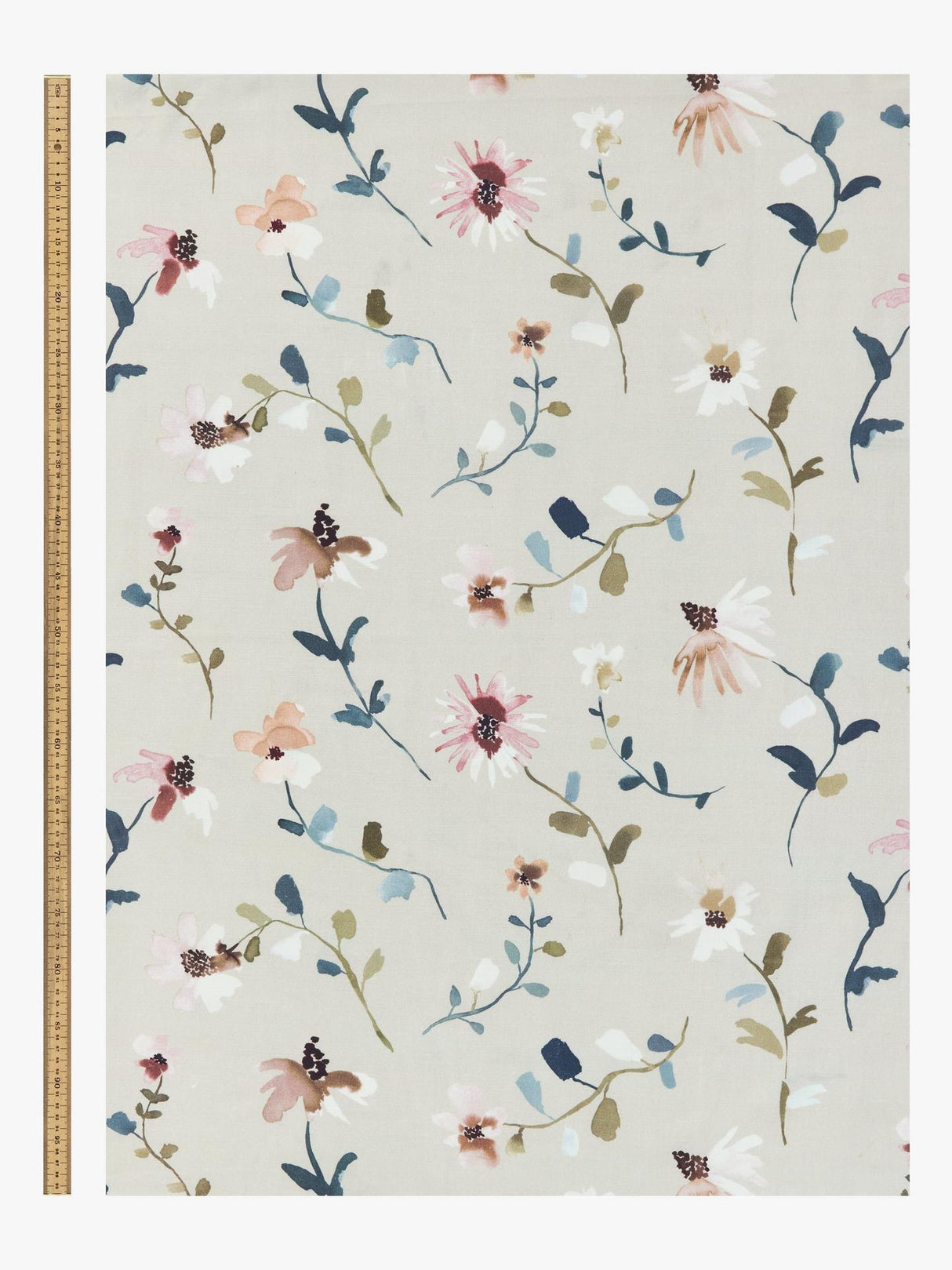John Lewis Isabelle Floral Sprigs Pencil Pleat Curtains 167 x 228cm Seafoam