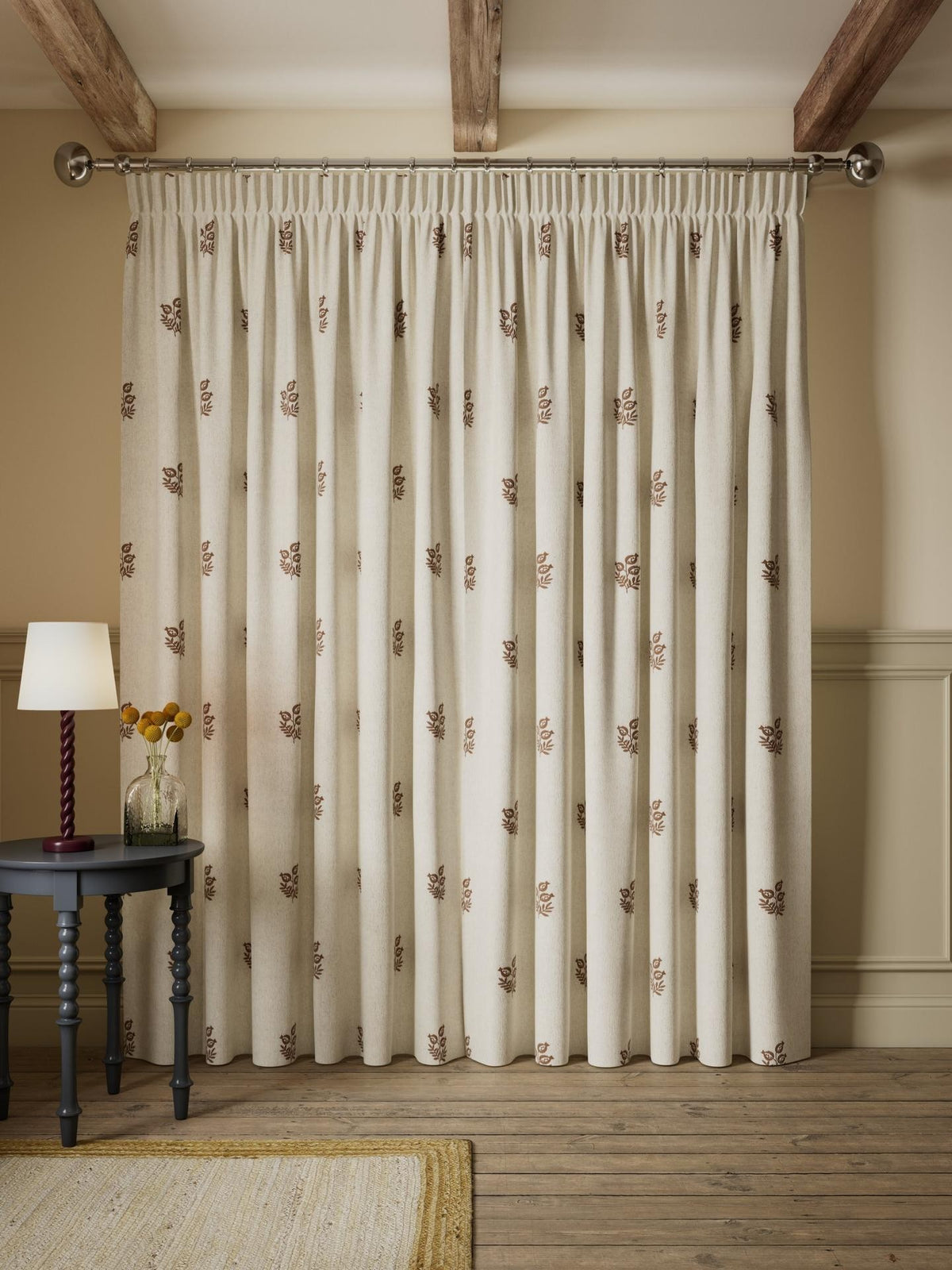John Lewis Ariana Lined Pencil Pleat Curtains W228 x D228cm Natural/Auburn