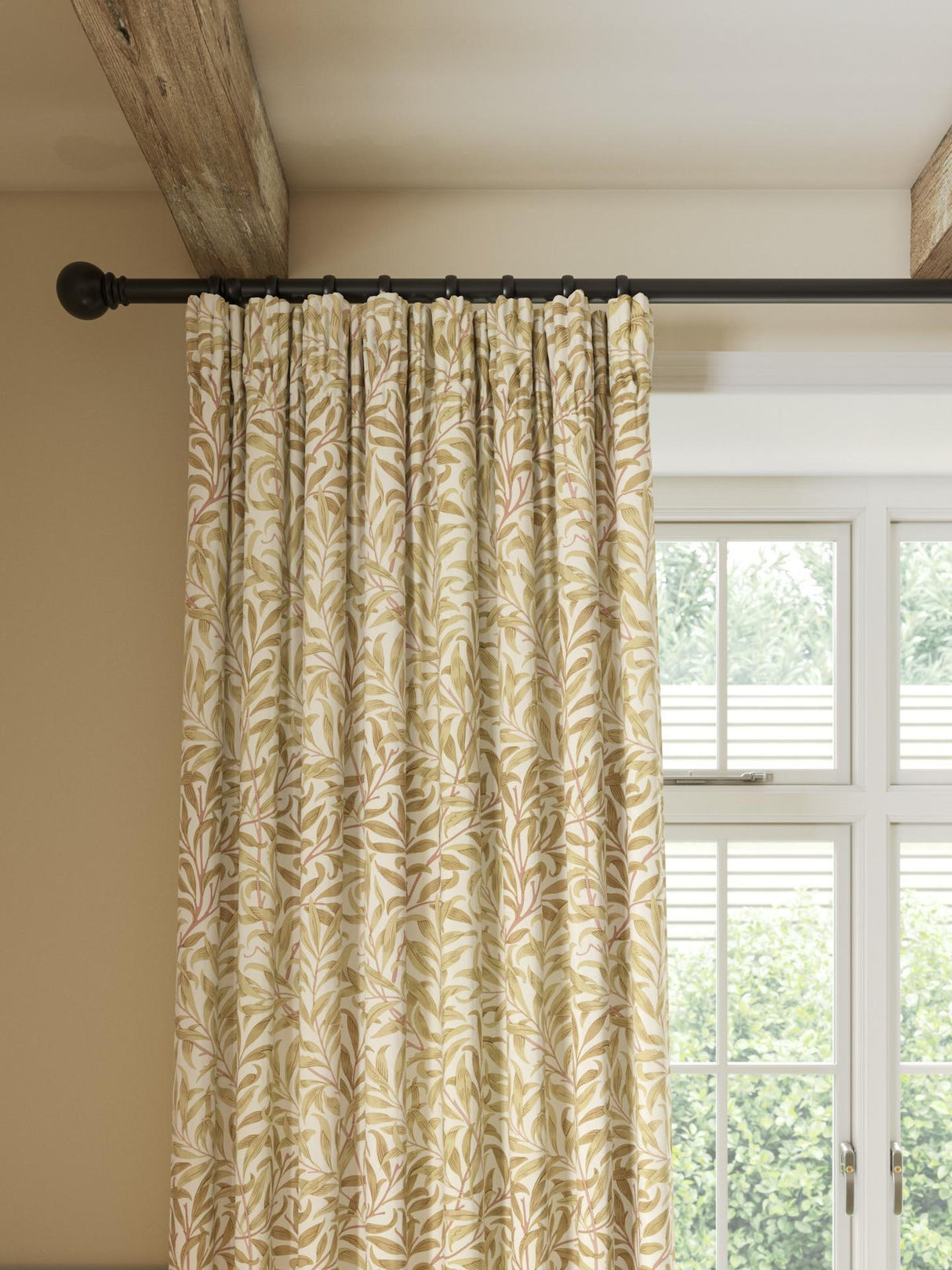 Morris & Co Willow Bough Pencil Pleat Curtains W228 x Drop 274cm - Ochre