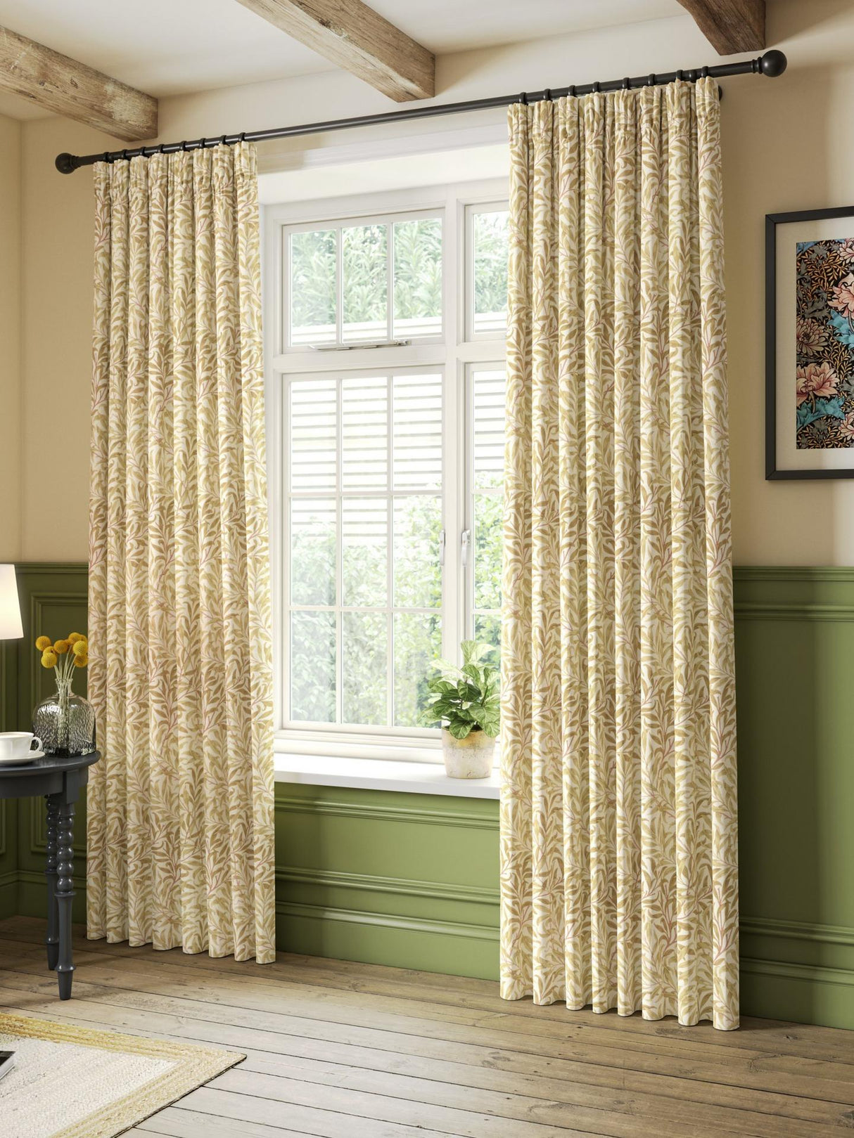 Morris & Co Willow Bough Pencil Pleat Curtains W228 x Drop 274cm - Ochre