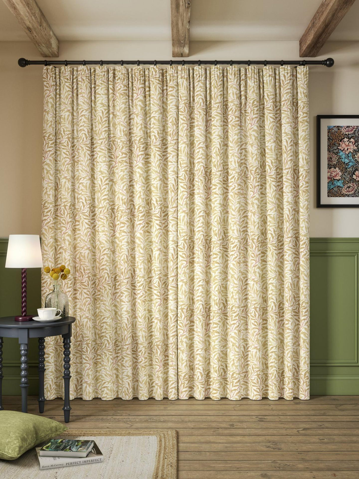 Morris & Co Willow Bough Pencil Pleat Curtains W228 x Drop 274cm - Ochre