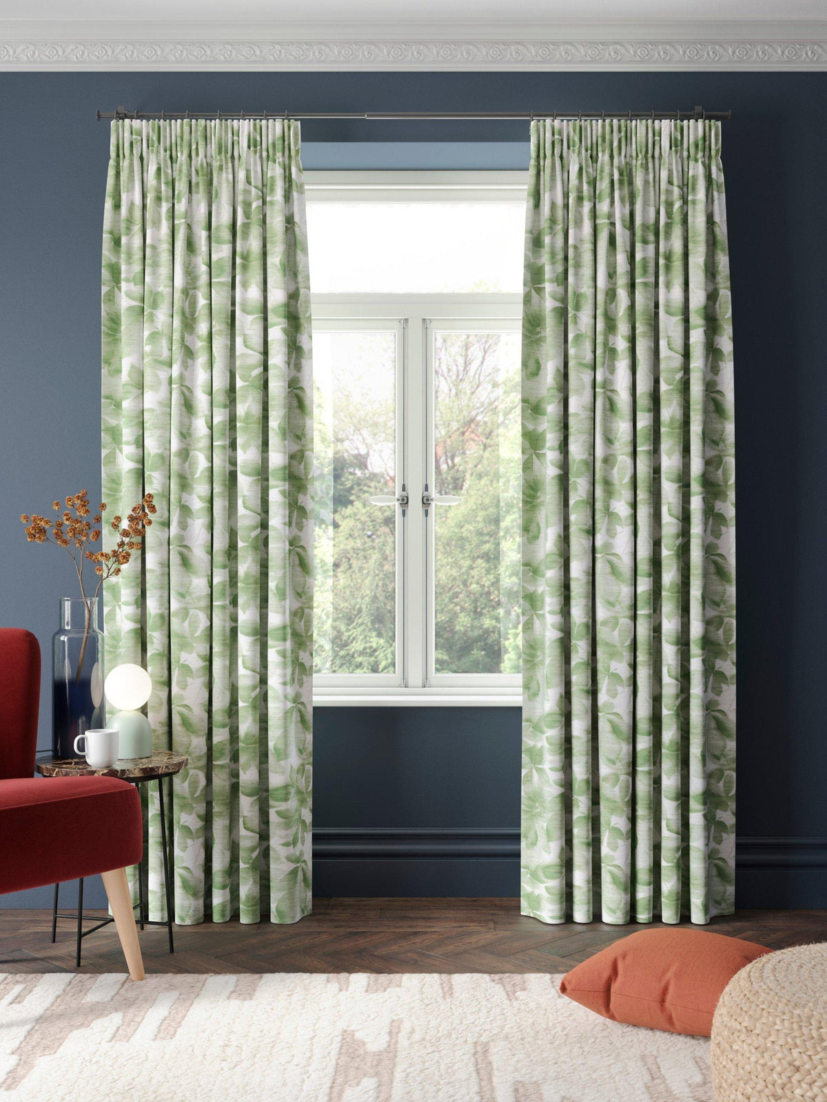 Harlequin Grounded Pair Lined Pencil Pleat Curtains - W228 x D228cm - Green