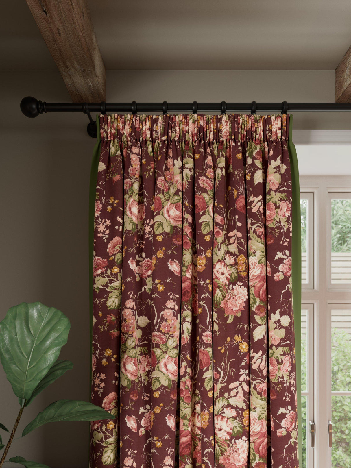 John Lewis Stapleton Lined Pencil Pleat Curtains - Mulberry W228 x D 228cm