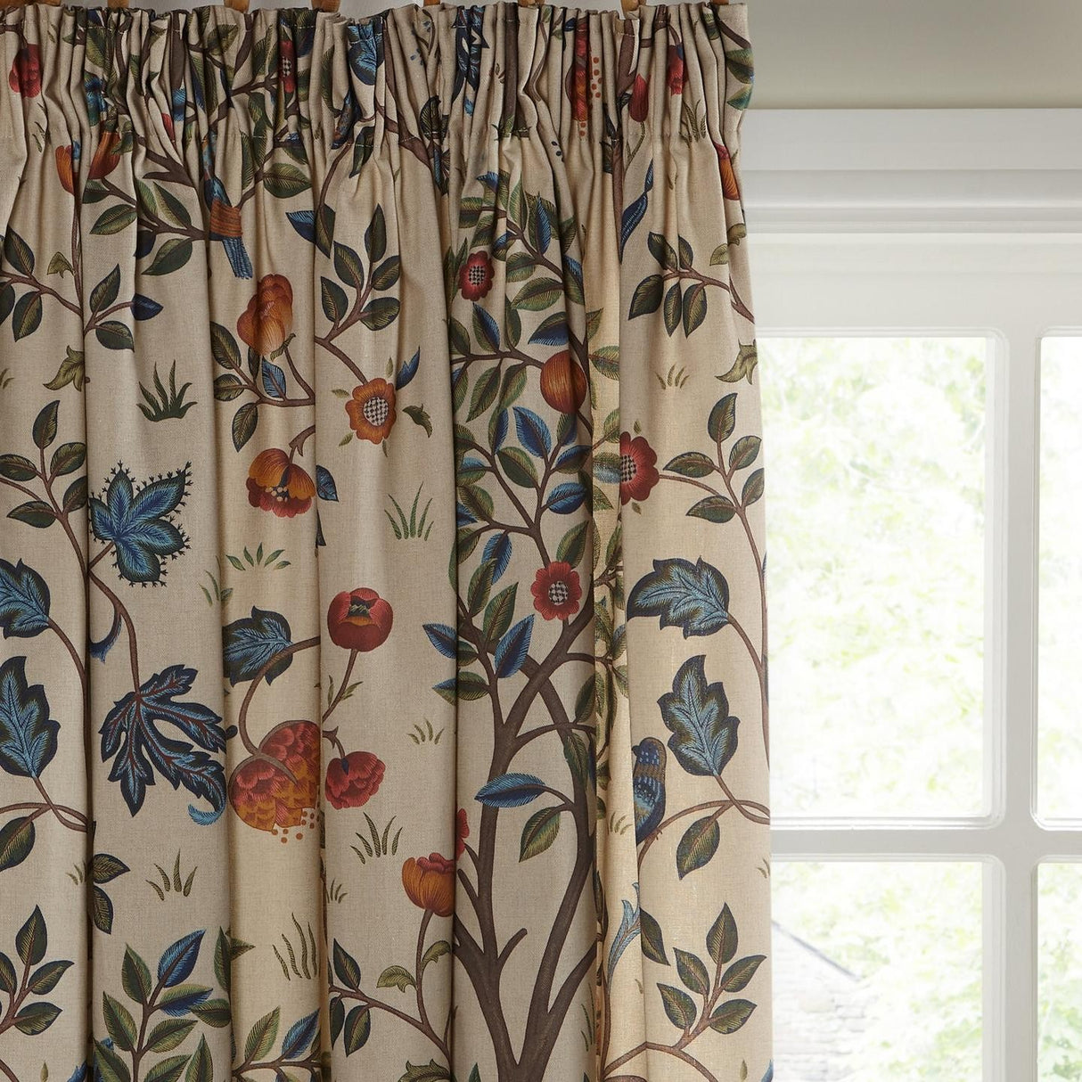Morris & Co. Kelmscott Tree Lined Pencil Pleat Curtains W167 x D182cm Multi