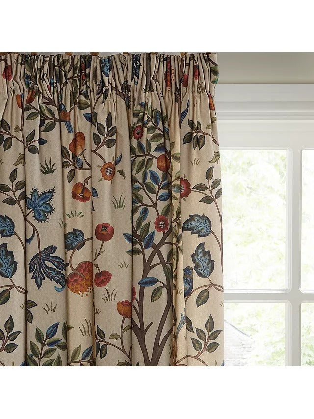 Morris & Co. Kelmscott Tree Pencil Pleat Curtains W167 x Drop 228cm - Multi - Kazoop