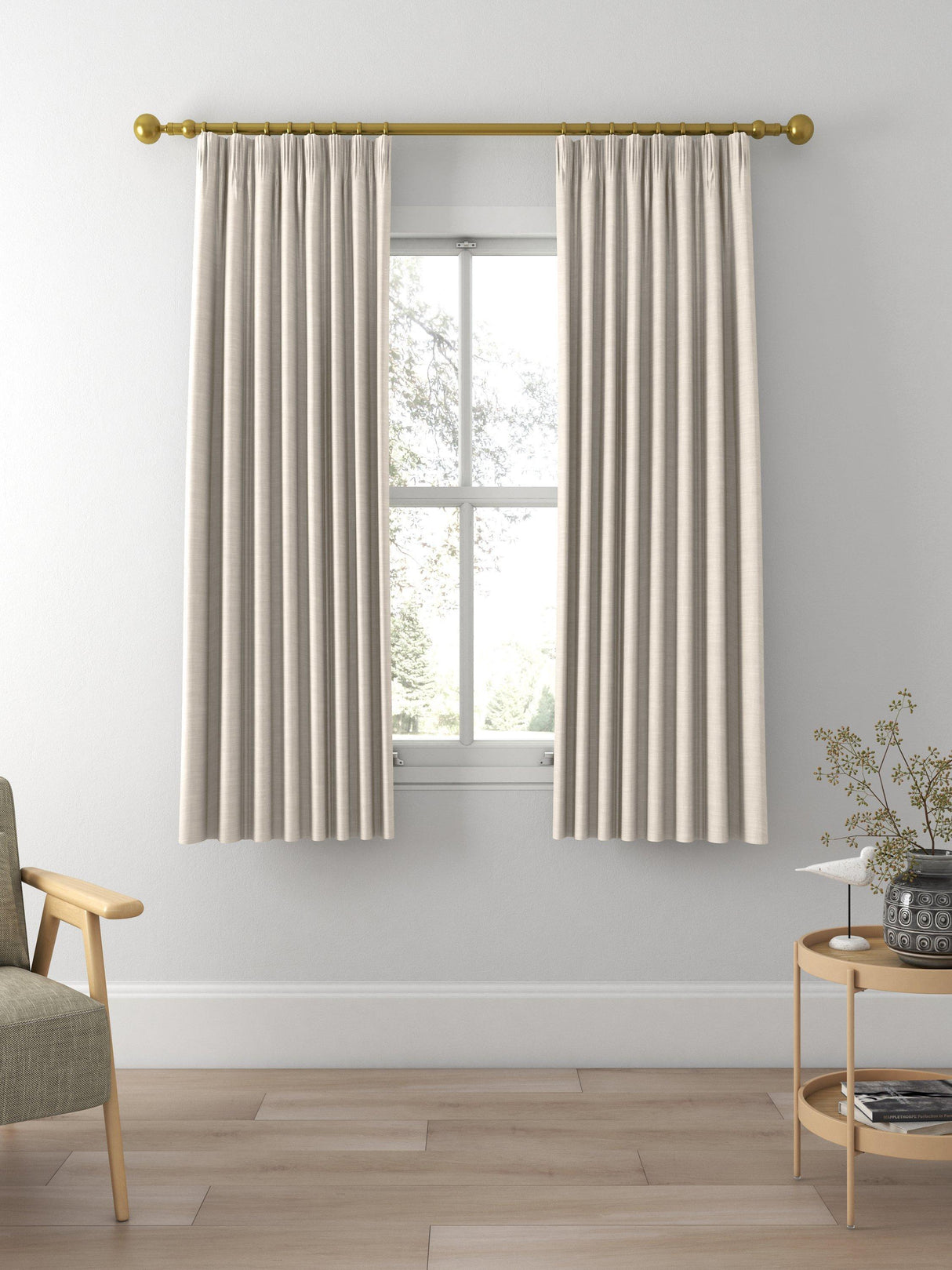 John Lewis Cotton Slub Lined Pencil Pleat Curtains Putty - W167 x Drop 182cm