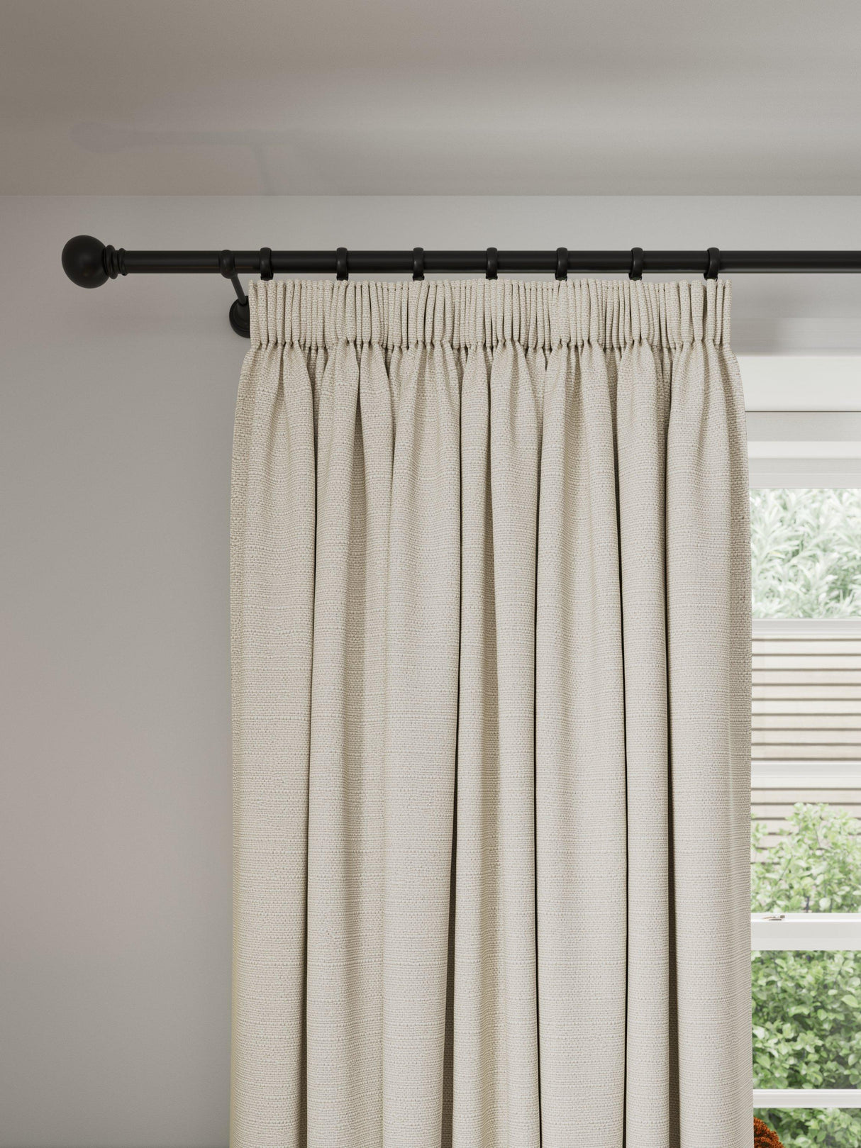 John Lewis Tonal Yarn Pair Lined Pencil Pleat Curtains Alabaster 167 x 274cm