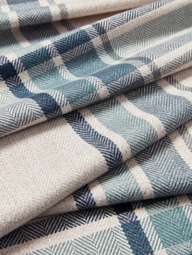 John Lewis Afton Check Weave Dimout/Thermal Eyelet Curtains Navy W117x228cm