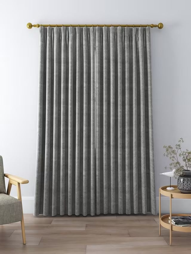 John Lewis Herringbone Lined Pencil Pleat Curtains W228 x D274cm - Slate