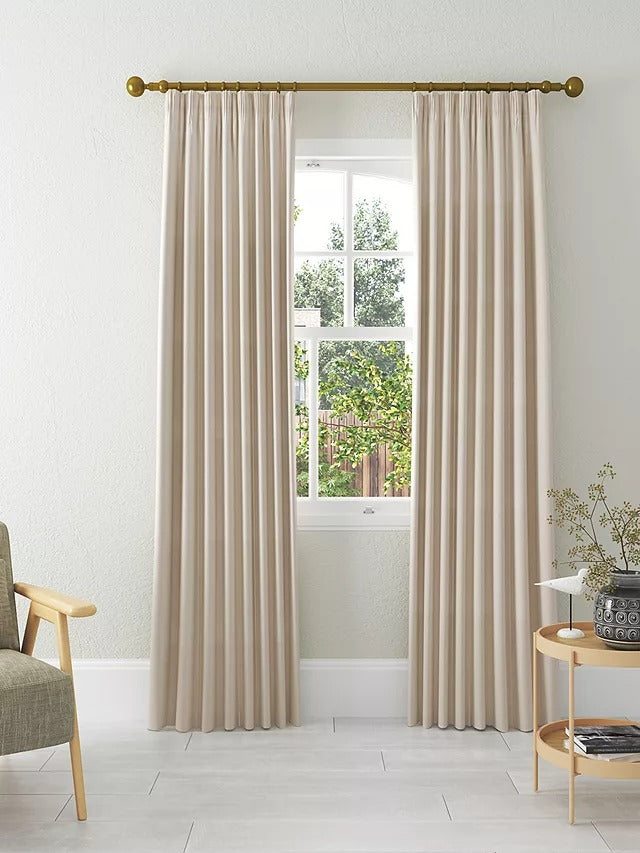 John Lewis Herringbone Lined Curtains W167 x Drop 182cm - Marshmallow - Kazoop