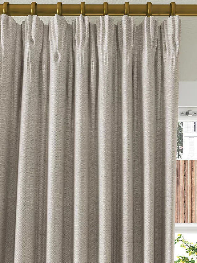 John Lewis Herringbone Pair Lined Pencil Pleat W167 x Drop 274cm - Mole - Kazoop