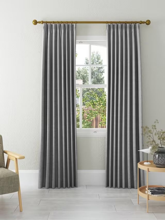 John Lewis Textured Blackout Lined Pencil Pleat Curtains 228x228cm - Storm - Kazoop