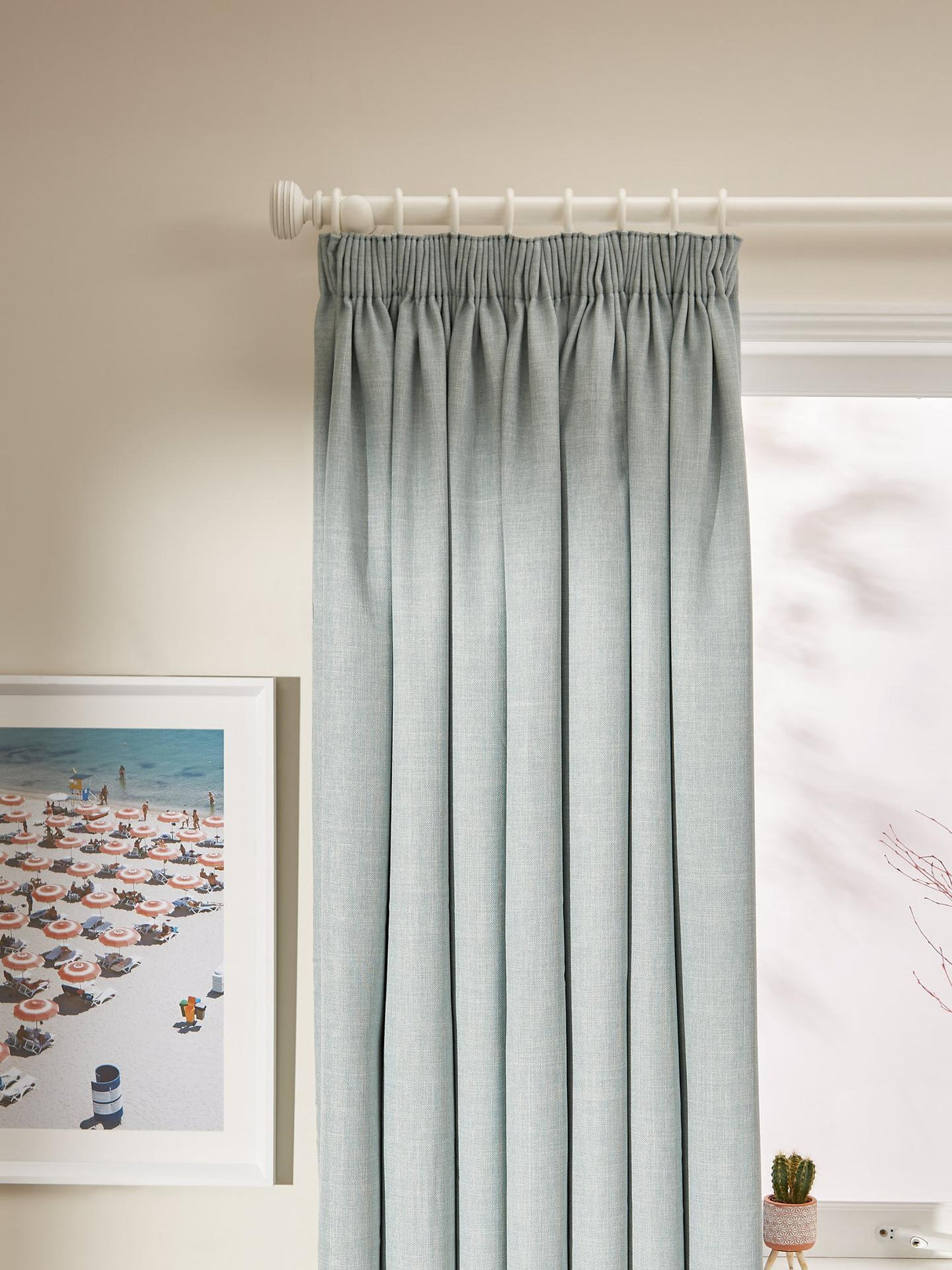 John Lewis Textured Weave Blackout Pencil Pleat Curtains Duck Egg W167x137cm