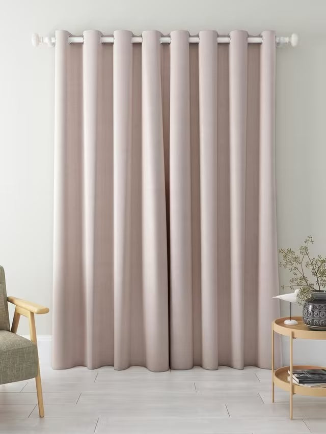 John Lewis Textured Pair Blackout Lined Eyelet Curtains 228x228cm Rose Pink - Kazoop