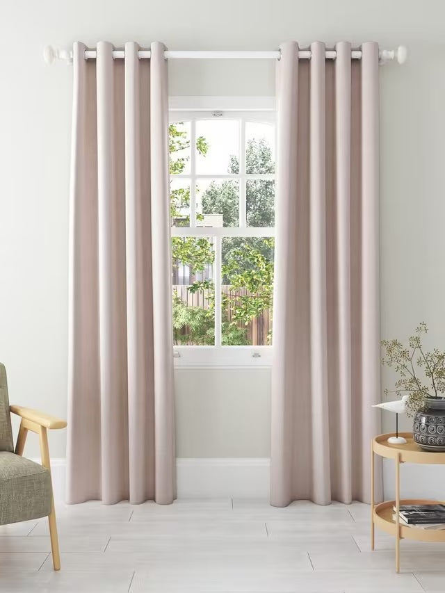 John Lewis Textured Pair Blackout Lined Eyelet Curtains 228x228cm Rose Pink - Kazoop