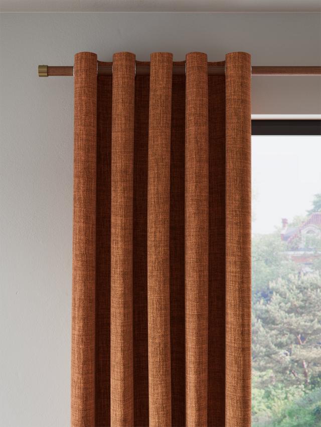John Lewis Textured Weave Blackout Lined Eyelet Curtains Sienna 228 x 228cm