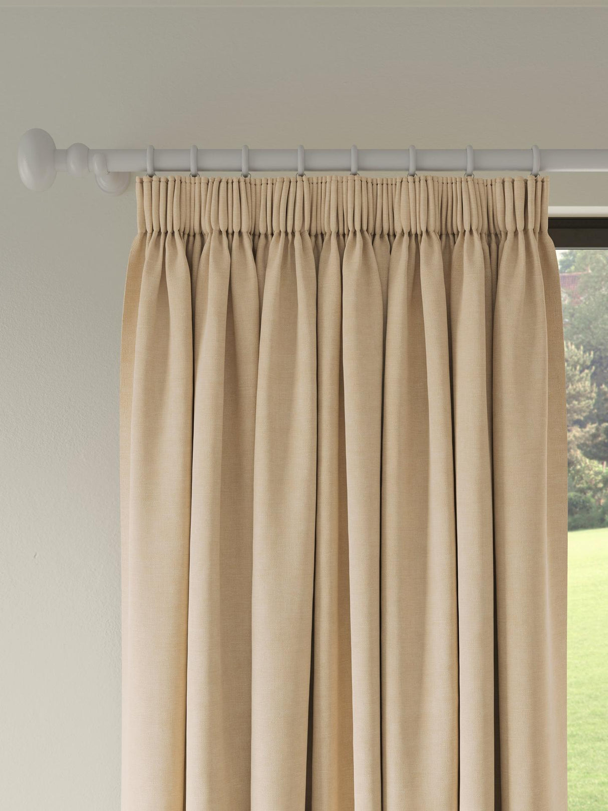 John Lewis Textured Blackout Lined Pencil Pleat Curtains Oatmeal 228 x 182cm