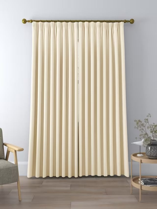 John Lewis Weave Blackout Lined Pencil Pleat Curtains W228 x D182cm - Cream