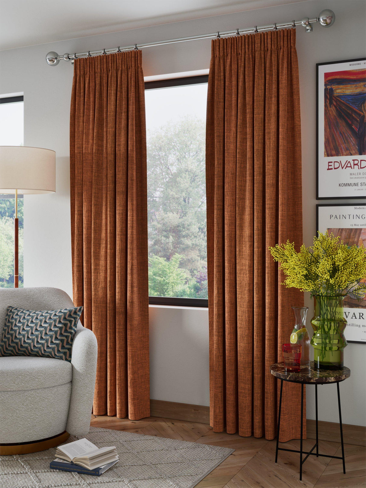 John Lewis Textured Weave Blackout Pencil Pleat Curtains Sienna W228 x 182cm