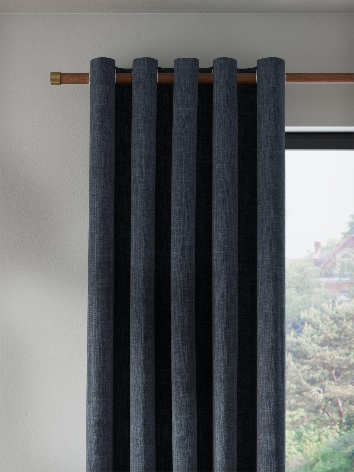 John Lewis Textured Pair Blackout Eyelet Curtains 228 x 228cm - Loch Blue