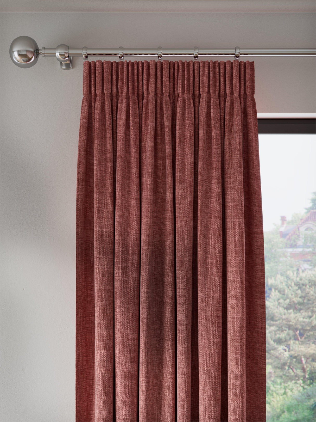 John Lewis Textured Blackout Pencil Pleat Curtains - Pink Clay 167 x 274 cm