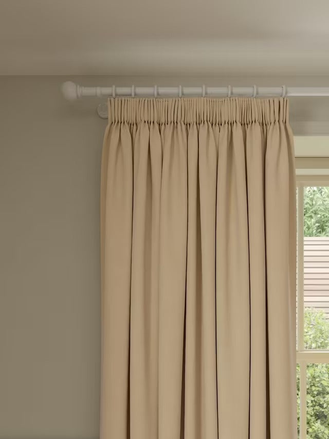 John Lewis Pure Cotton Pair Lined Pencil Pleat Curtains W228 x D274 Natural