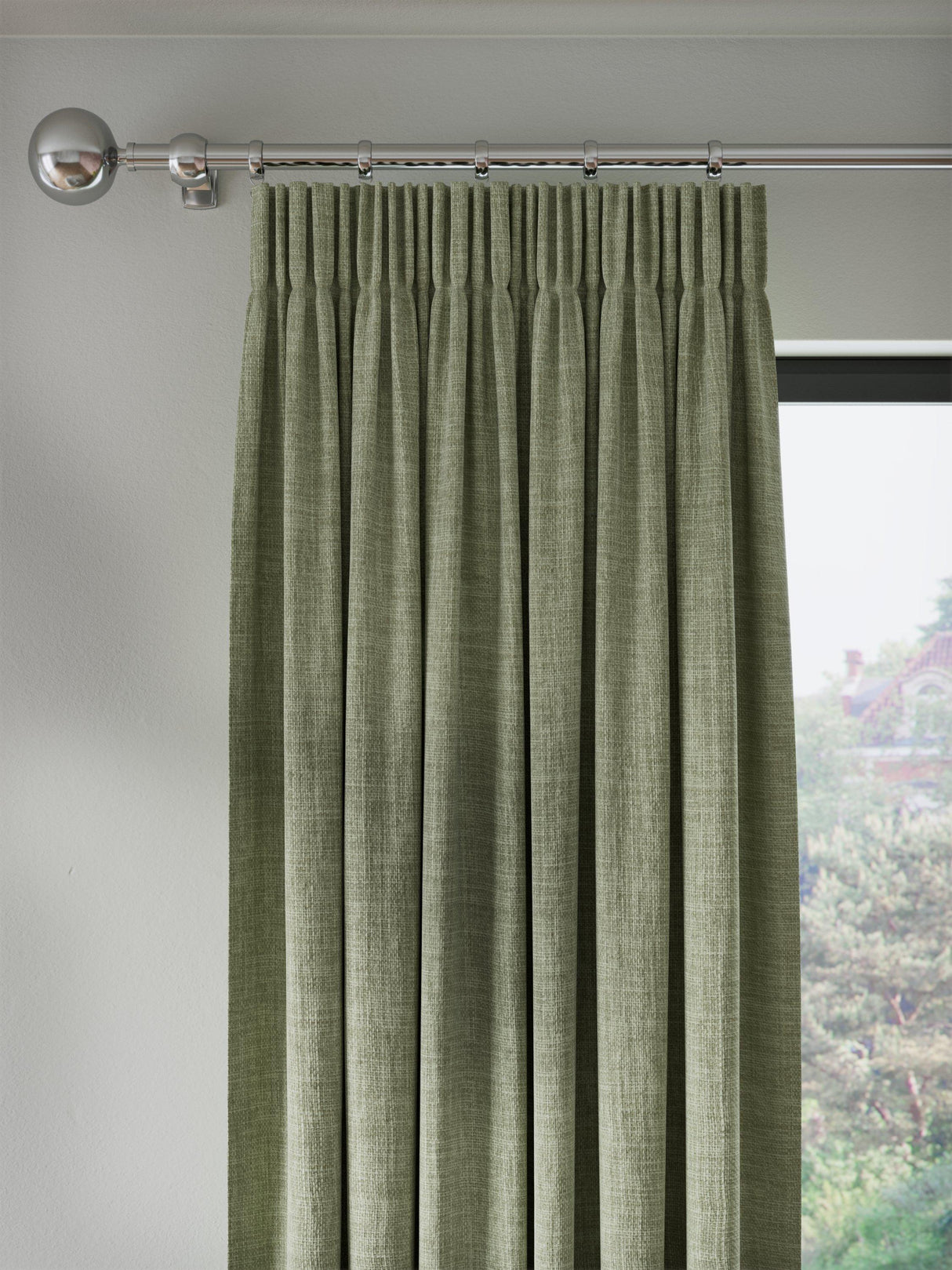 John Lewis Textured Blackout Pencil Pleat Curtains W167 x D274cm - Pistachio