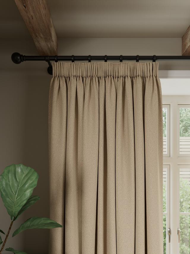 John Lewis Rustic Blackout Pencil Pleat Curtains - Natural - W228 x D228 cm