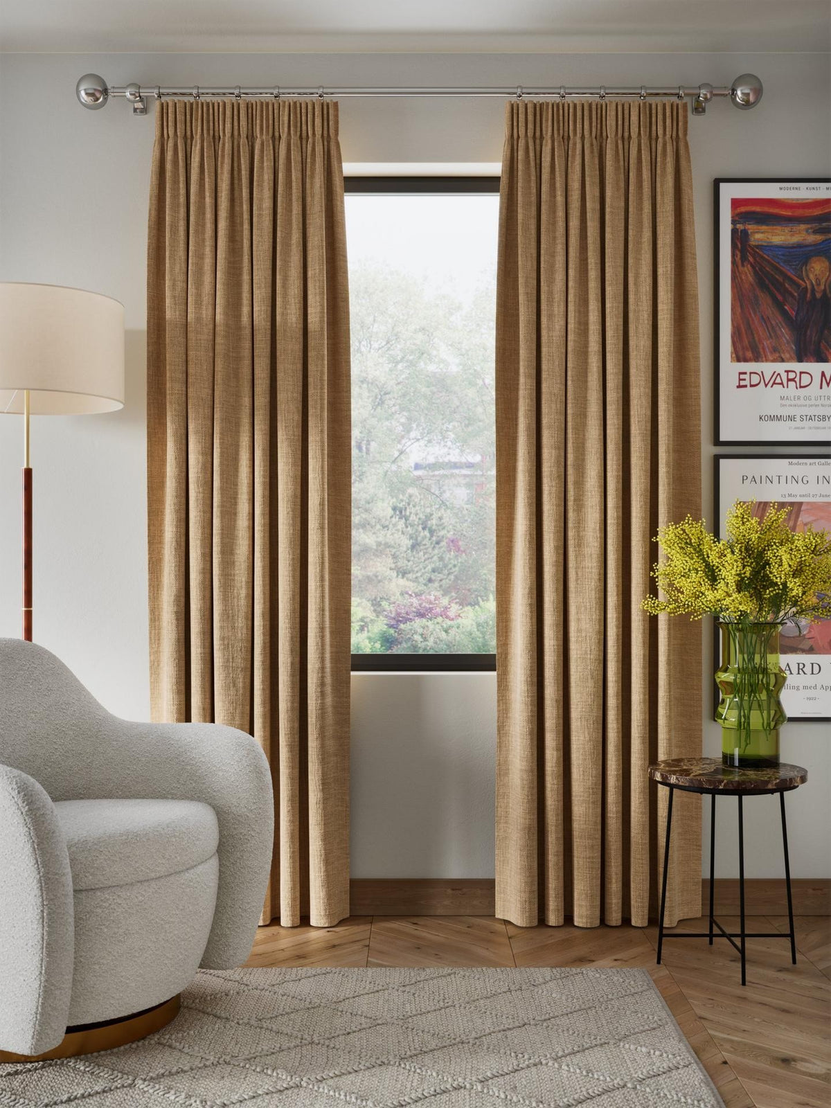 John Lewis Textured Blackout Pencil Pleat Curtains W167 x D274cm Caramel
