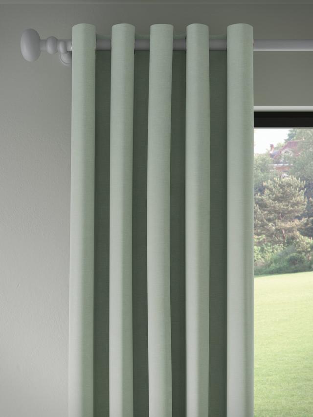 John Lewis Textured Pair Blackout Eyelet Curtains Light Green - 228 x 228cm