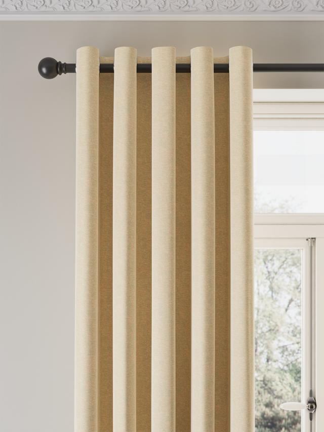 John Lewis Velvet Chenille Thermal Eyelet Curtains W167 x D228cm - Natural