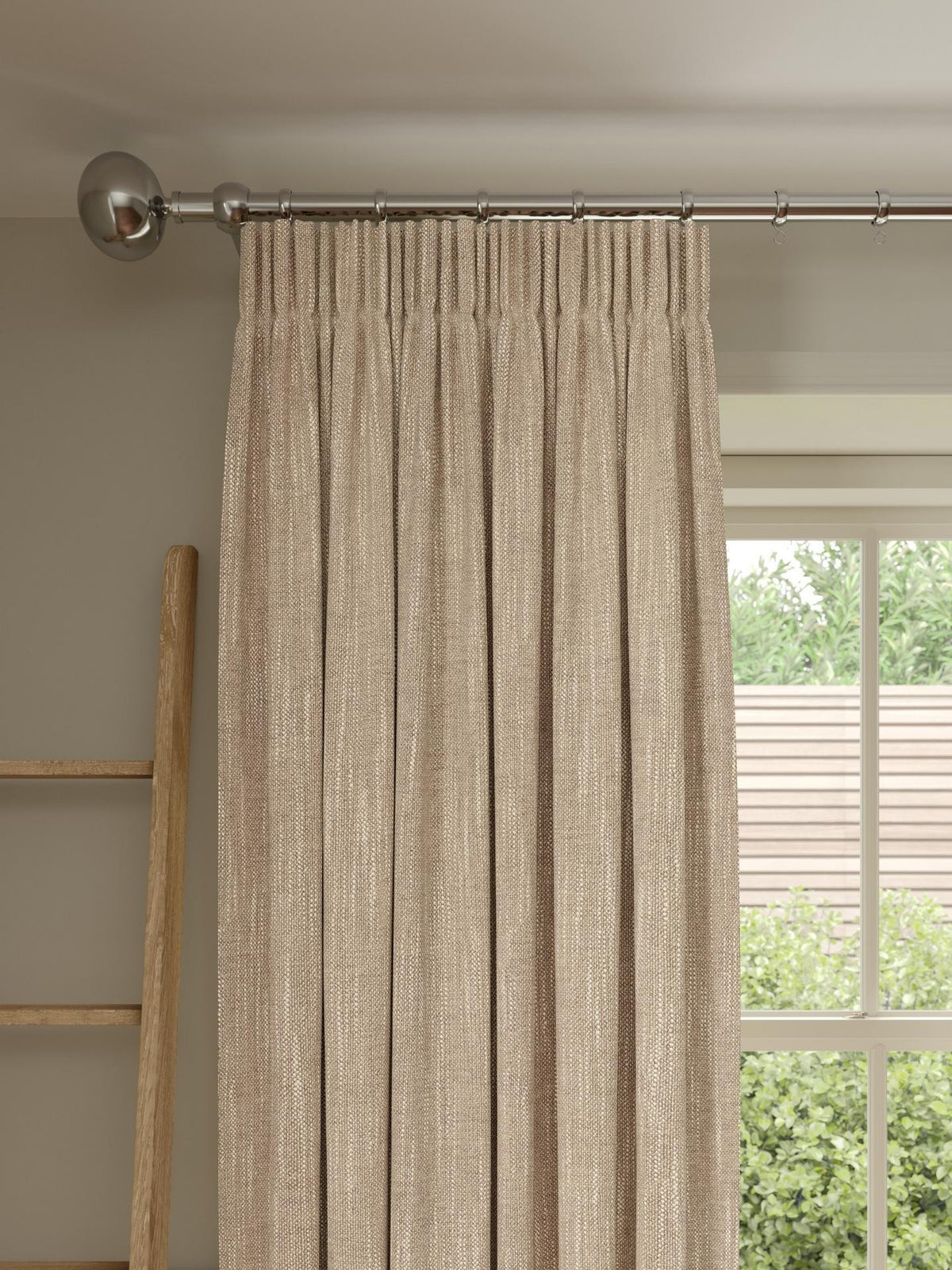 John Lewis Brushed Pair Blackout Pencil Pleat Curtains W228 x D182cm Natural