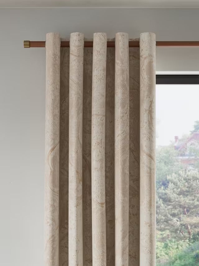 John Lewis Cecilia Pair Lined Eyelet Curtains - Gold Marshmallow 167 x 182cm
