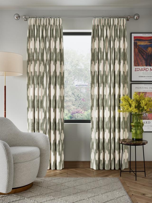 John Lewis Alta Jacquard Pencil Pleat Curtains - 228 x 228cm - Soft Caramel