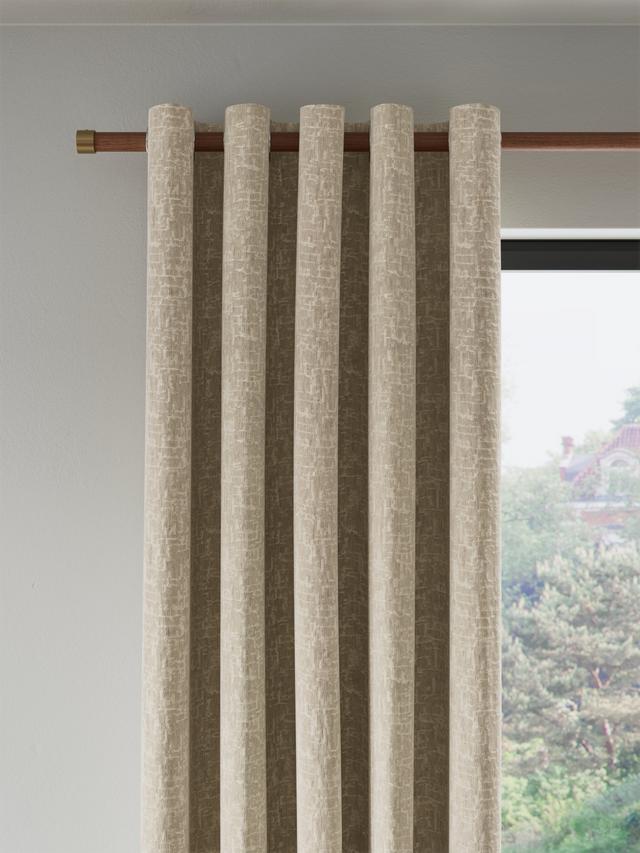 John Lewis Distressed Velvet Lined Eyelet Curtains - Champagne -167 x 228cm