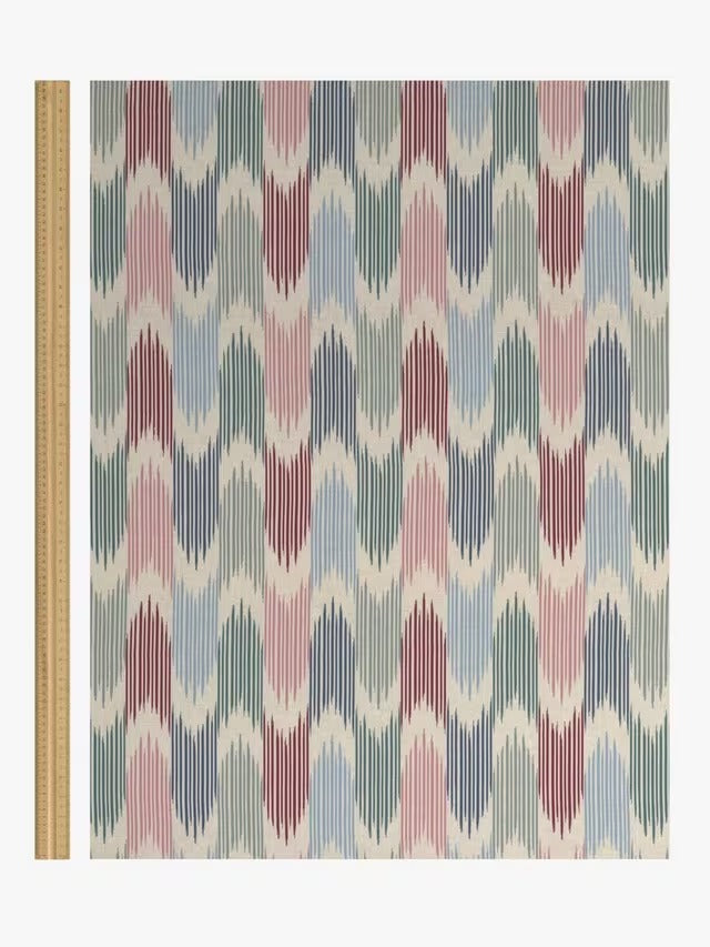 John Lewis Valle Ikat Pair Lined Eyelet Curtains W228 x D228cm - Deep Red