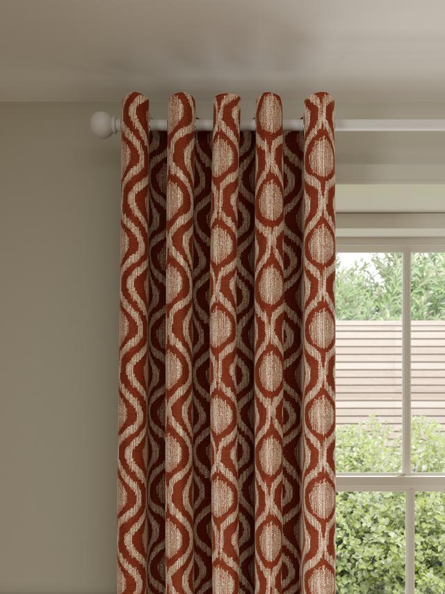 John Lewis Trellis Weave Pair Lined Eyelet Curtains - W228 x D274cm - Auburn
