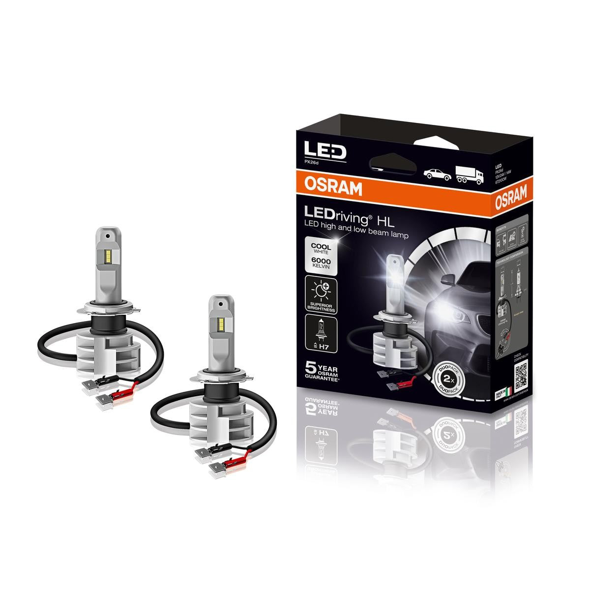 OSRAM 67210CW LEDriving HL H7 PX26d 12V 24V 14W Headlight Bulbs Cool White