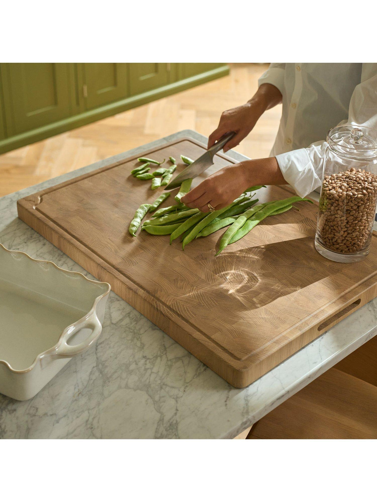 Neptune Orford Solid End-Grain Large Kitchen Chopping Board 70cm - Natural