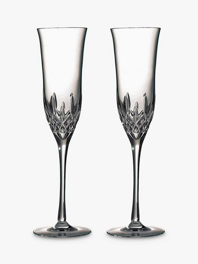Waterford Crystal Lismore Essence Cut Glass Champagne Flutes Set of 2 230ml